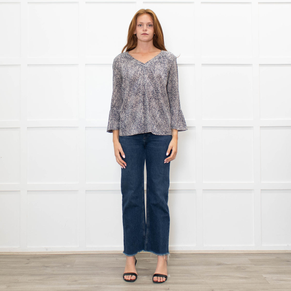 Steffen  Schraut Black And White Silk Speckled Top