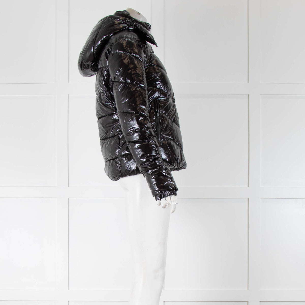 Ganni Feraud Black Shiny Quilted Short Jacket