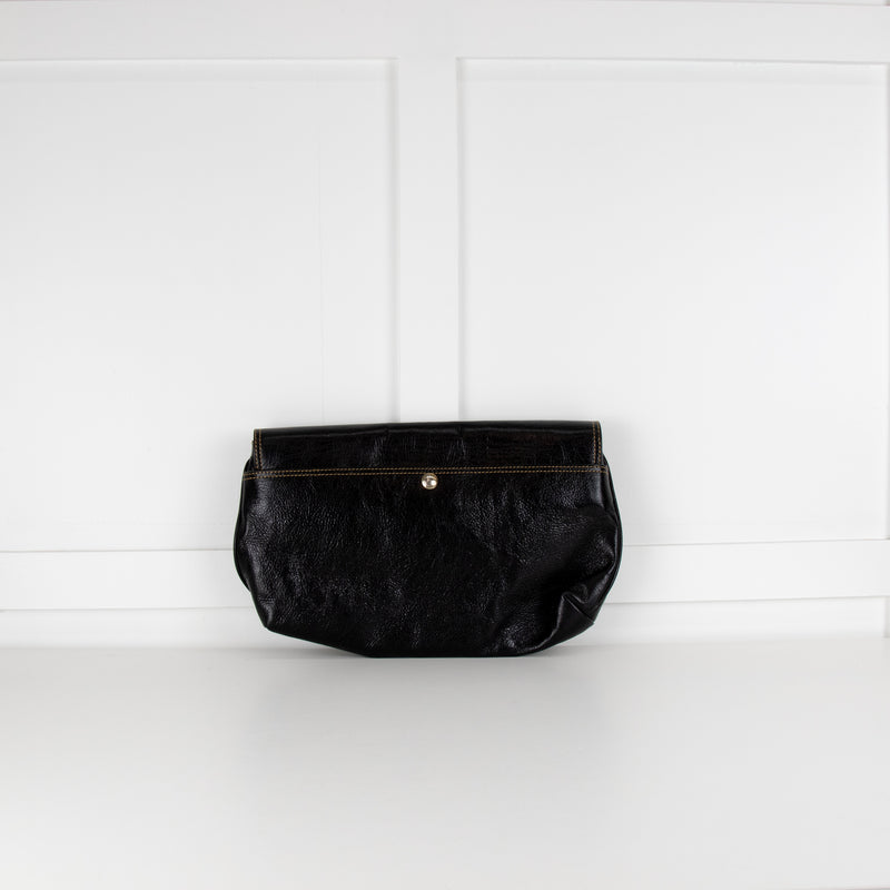 Luella Black Leather Gold Hardware Clutch Bag