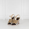 Chanel Cream Tweed Gold Chain Detail Heeled Sandals