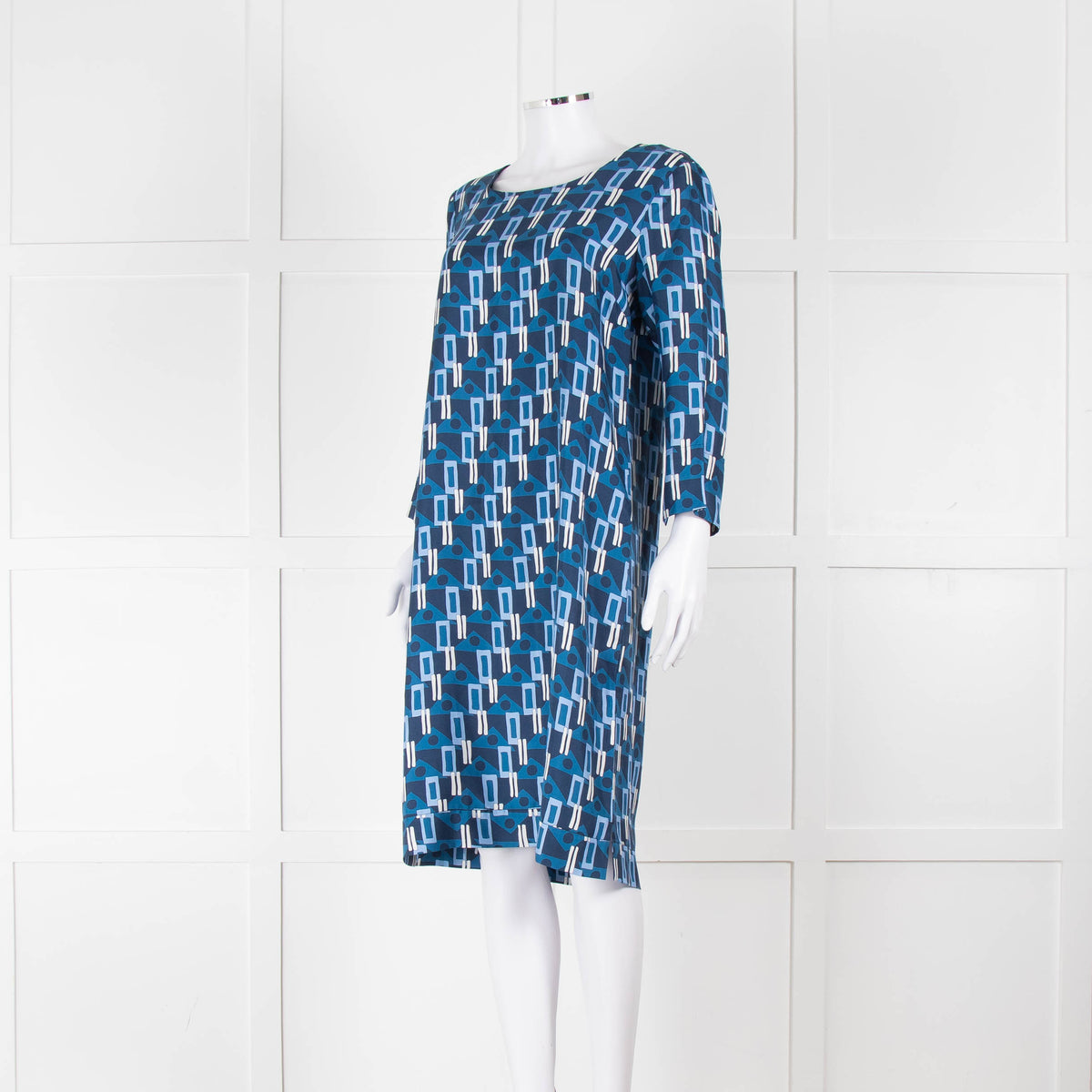 Altea Blue Geometric Print Shift Dress