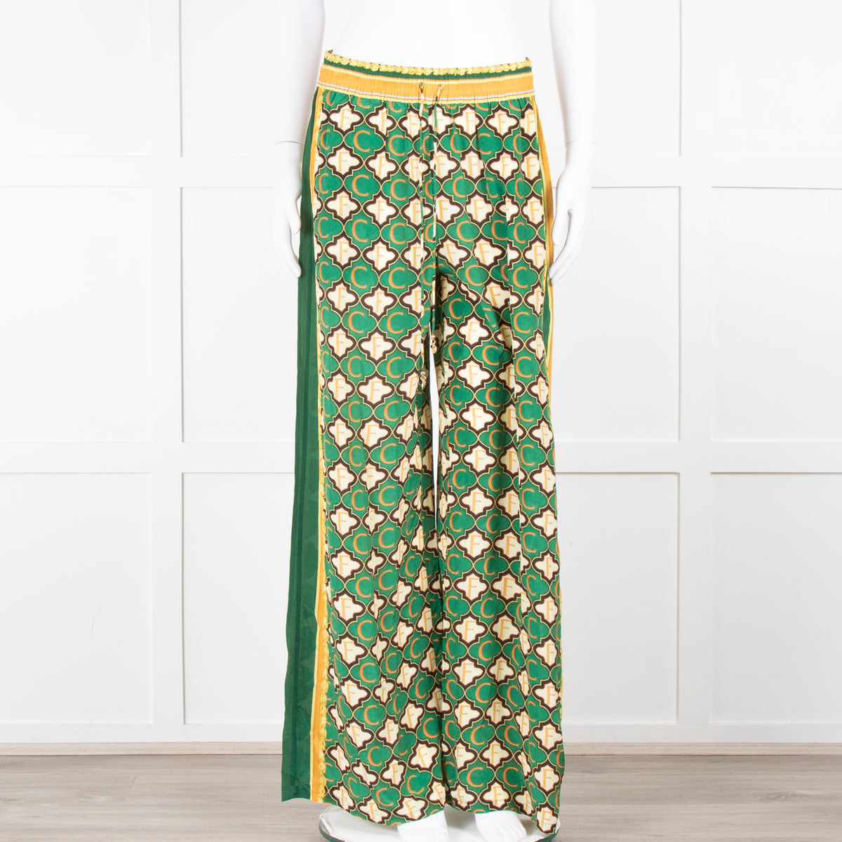 Camilla Green Yellow Silk Elasticated Waist Trousers