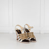 Chanel Cream Tweed Gold Chain Detail Heeled Sandals