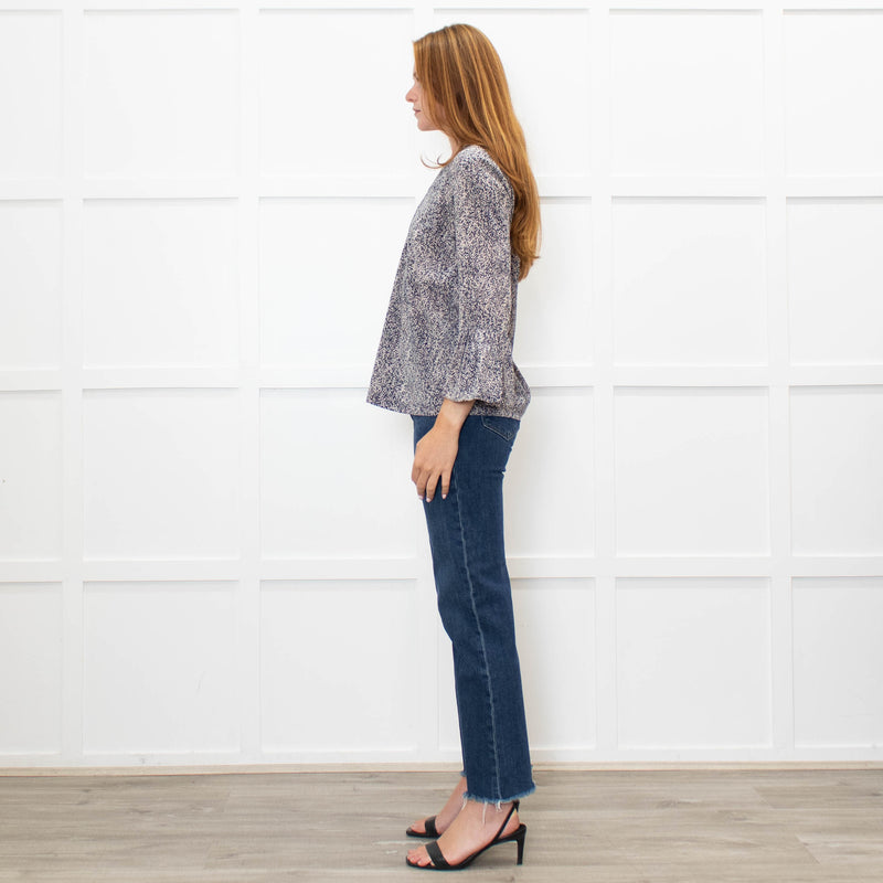 Steffen  Schraut Black And White Silk Speckled Top