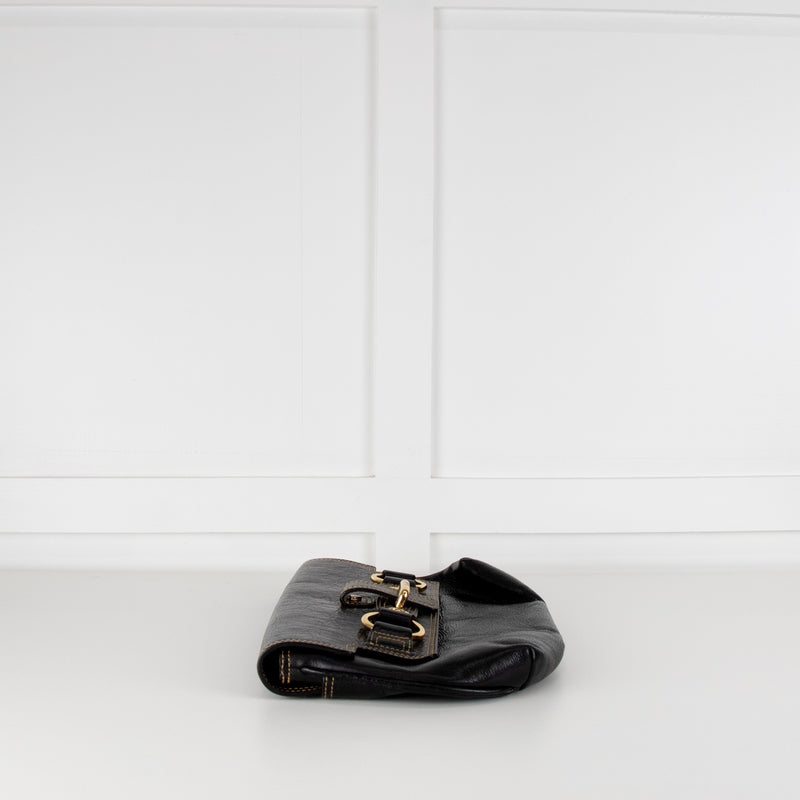 Luella Black Leather Gold Hardware Clutch Bag