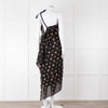 Roland Mouret Black Crinkle Floral One Shoulder Dress