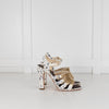 Chanel Cream Tweed Gold Chain Detail Heeled Sandals
