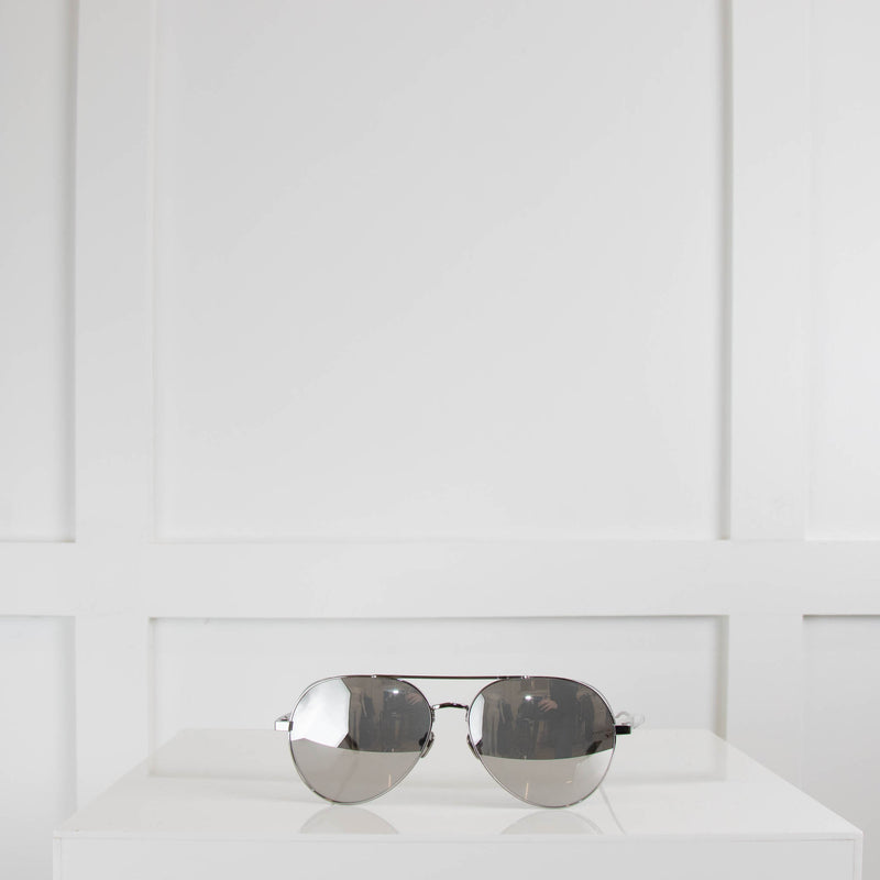 Linda Farrow Silver Aviator Sunglasses