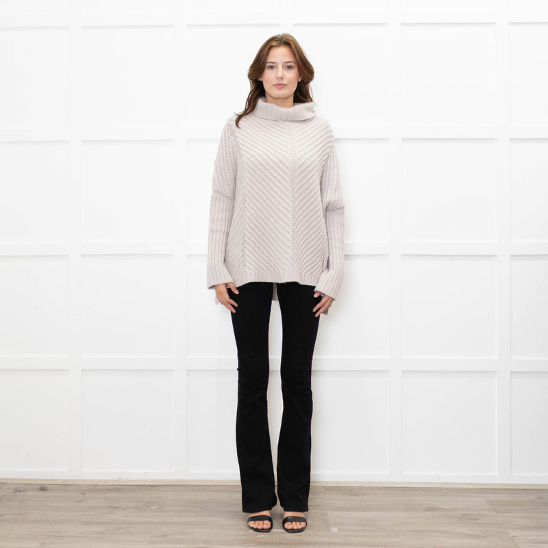 Podeny Putty Chunky Knit Polo Neck