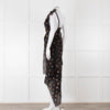 Roland Mouret Black Crinkle Floral One Shoulder Dress