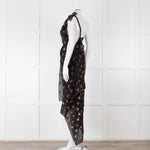 Roland Mouret Black Crinkle Floral One Shoulder Dress
