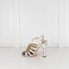 Chanel Cream Tweed Gold Chain Detail Heeled Sandals