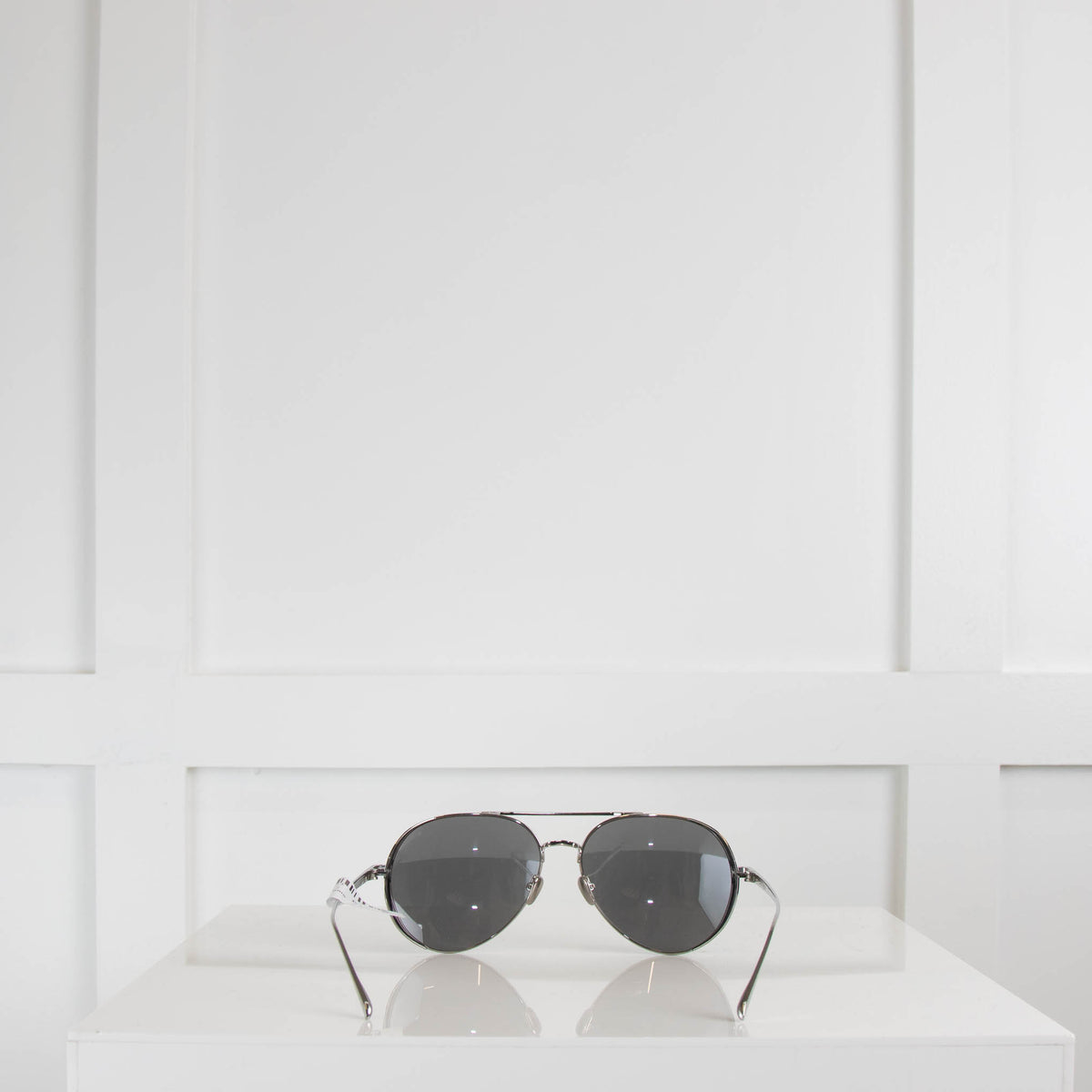 Linda Farrow Silver Aviator Sunglasses