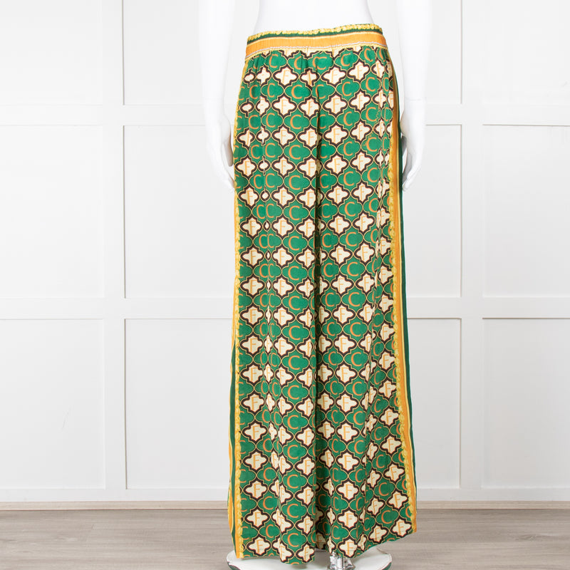 Camilla Green Yellow Silk Elasticated Waist Trousers