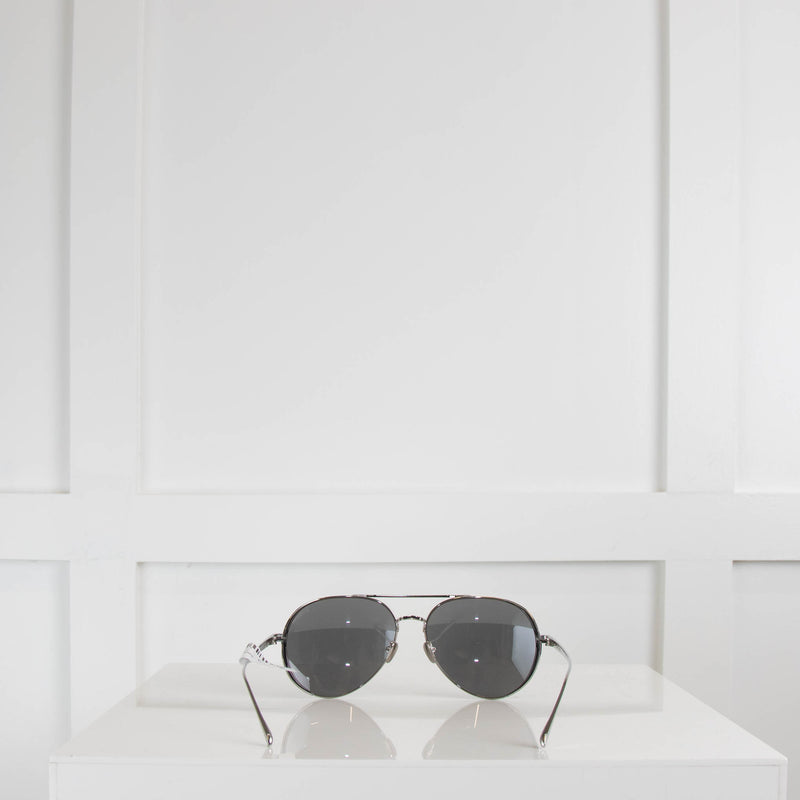 Linda Farrow Silver Aviator Sunglasses