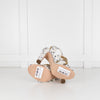Chanel Cream Tweed Gold Chain Detail Heeled Sandals