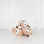Chanel Cream Tweed Gold Chain Detail Heeled Sandals