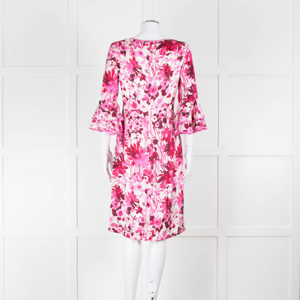 Louise Kennedy Cream Silk Dress with Pink Flowers