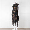 Roland Mouret Black Crinkle Floral One Shoulder Dress