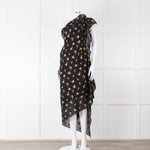 Roland Mouret Black Crinkle Floral One Shoulder Dress