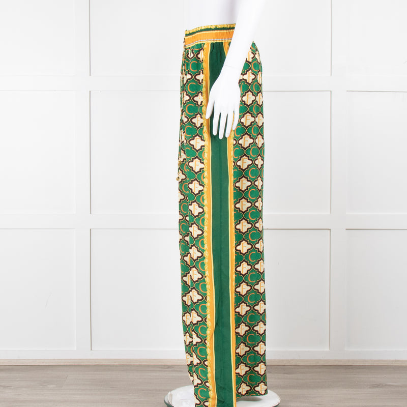 Camilla Green Yellow Silk Elasticated Waist Trousers