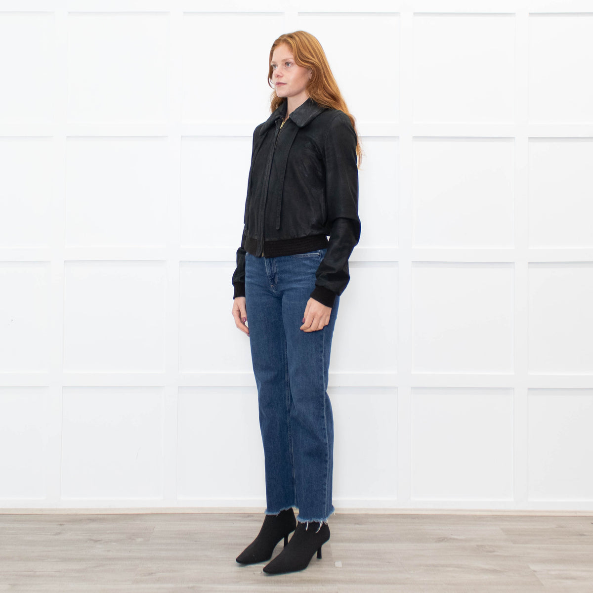 Joseph Black Slim Fit Leather Jacket