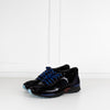Chanel Black Blue Tweed Suede Trim Trainers