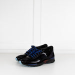 Chanel Black Blue Tweed Suede Trim Trainers