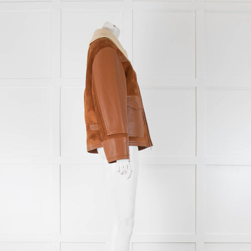 Stella McCartney Tan Faux Leather Shearling Jacket