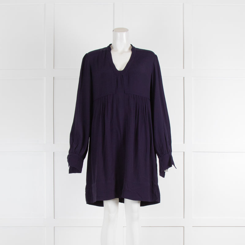 Diane Von Furstenberg Navy Blue Long Sleeve Tunic Dress