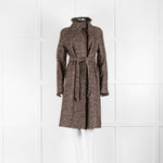 Max Mara Brown White Tweed Mink Trim Coat