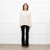 Podeny Cream Wool & Cashmere Mix Cable Knit Crew Neck Jumper