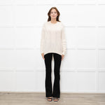 Podeny Cream Wool & Cashmere Mix Cable Knit Crew Neck Jumper