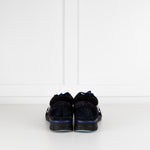 Chanel Black Blue Tweed Suede Trim Trainers