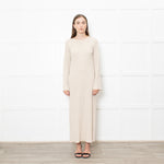 Theory Oatmeal Knitted Ribbed Midi Dress