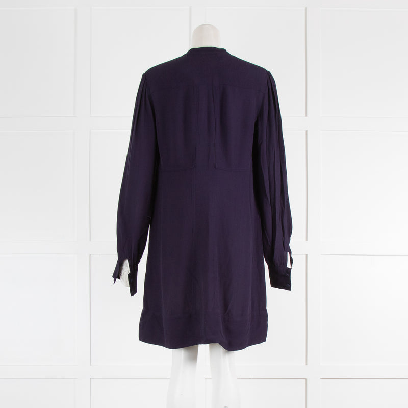 Diane Von Furstenberg Navy Blue Long Sleeve Tunic Dress