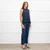 Lee Mathews Navy Star Print Sleeveless Tie Back Top With Pleat Hem