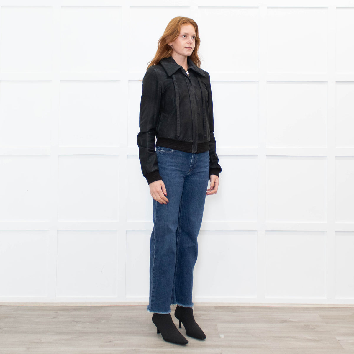 Joseph Black Slim Fit Leather Jacket