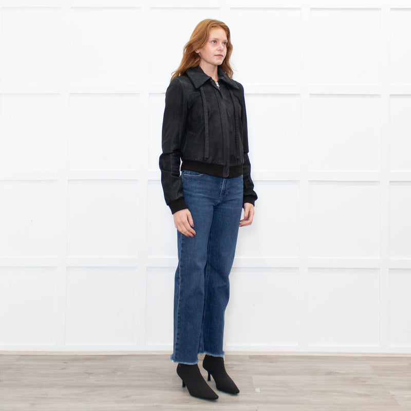 Joseph Black Slim Fit Leather Jacket