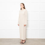 Theory Oatmeal Knitted Ribbed Midi Dress