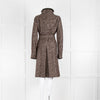 Max Mara Brown White Tweed Mink Trim Coat