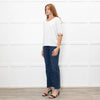 Burberry White Mid Sleeve Top With Check Trim Cuffs