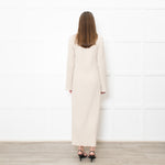 Theory Oatmeal Knitted Ribbed Midi Dress