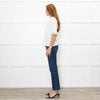Burberry White Mid Sleeve Top With Check Trim Cuffs