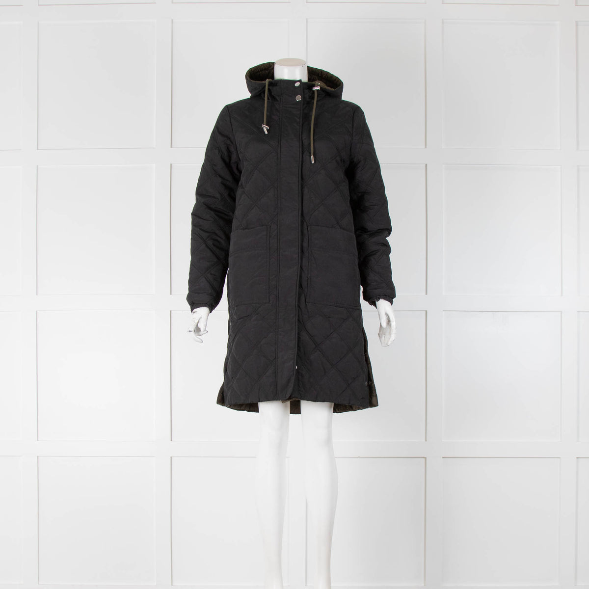 Claudie Pierlot Black Khaki Reversible Quilted Coat