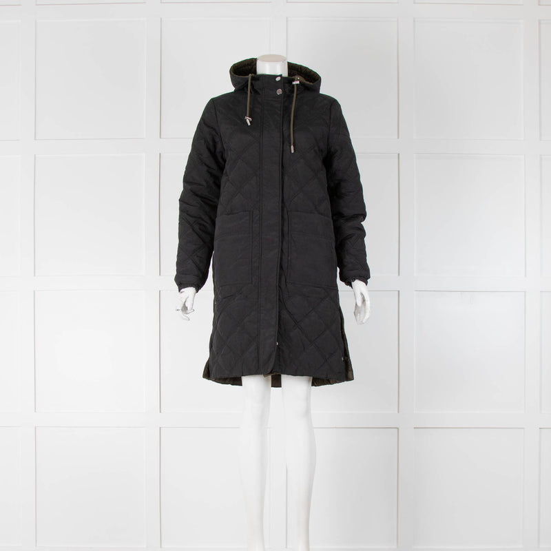 Claudie Pierlot Black Khaki Reversible Quilted Coat