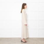 Theory Oatmeal Knitted Ribbed Midi Dress