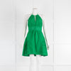 Self Portrait Green Embroidery Anglaise Halter Mini Dress