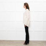 Podeny Cream Wool & Cashmere Mix Cable Knit Crew Neck Jumper