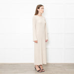 Theory Oatmeal Knitted Ribbed Midi Dress
